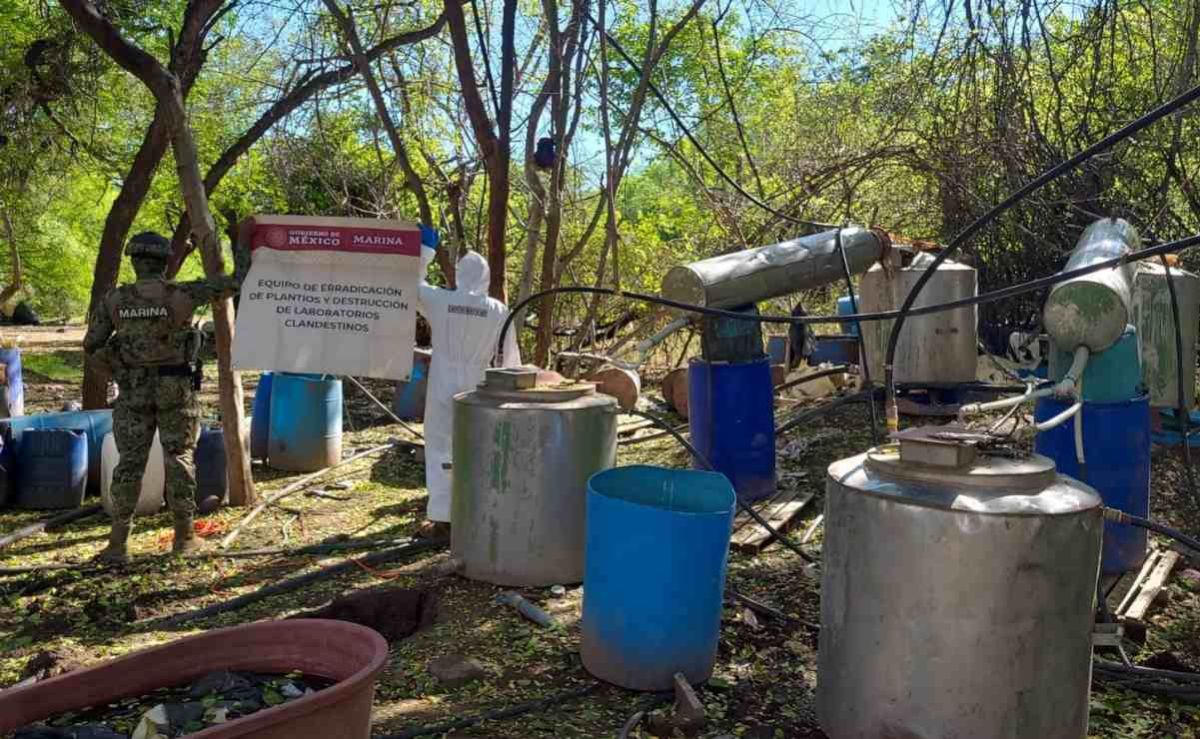 Semar-inhabilita-laboratorio-clandestino-en-Elota-Sinaloa-asegura-precursores-quimicos